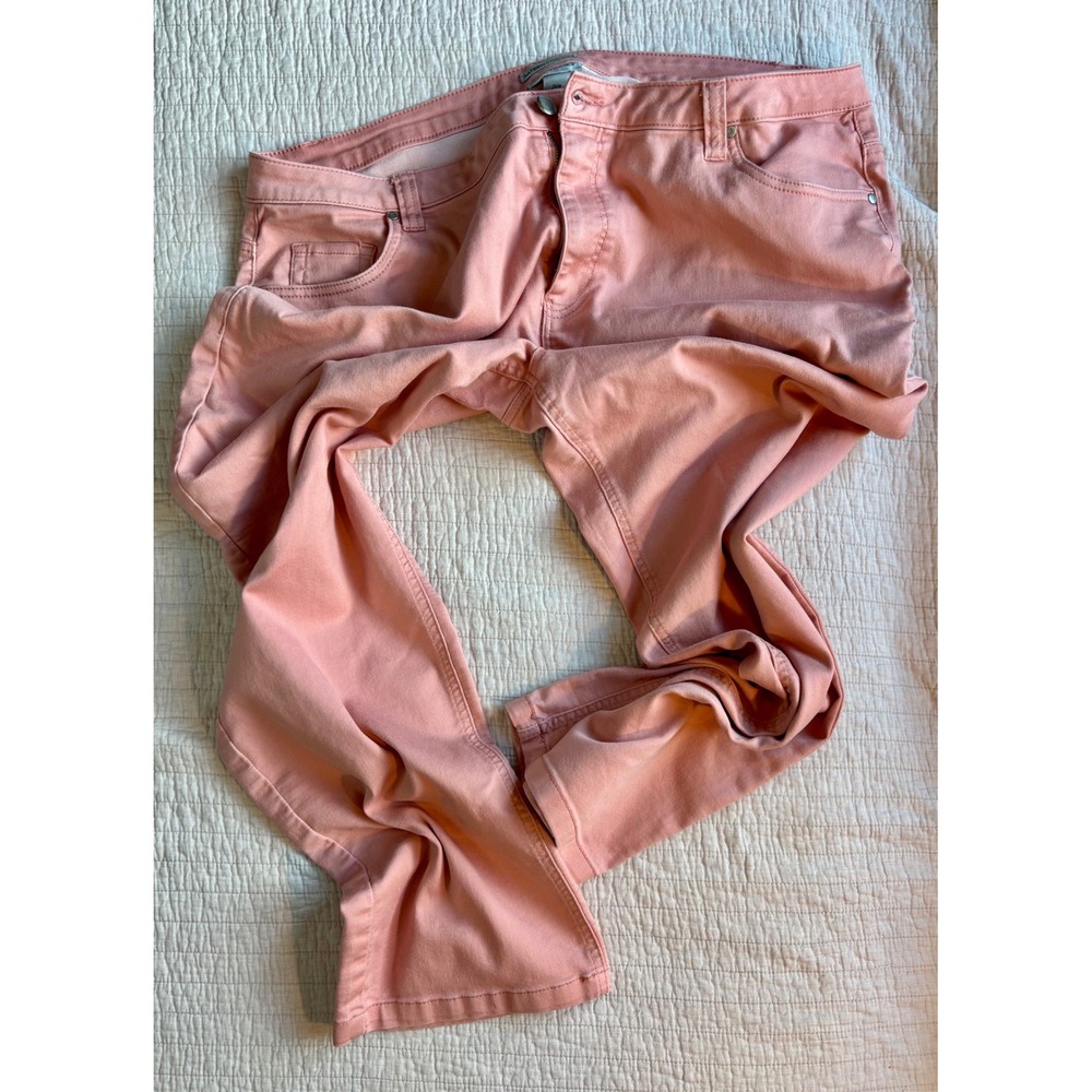 Catherines Sateen Stretch Straight Leg Pants Coral Pink Plus Size 26W 1091017